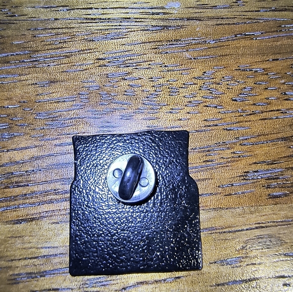 Women’s Jewelry White Paper Black Text Orange Envelope Pin with Floral Design - Picture 2 of 2